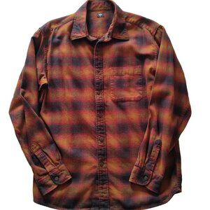 Uniqlo Men's Cotton Flannel Plaid Shirt in Warm Tones Size Large